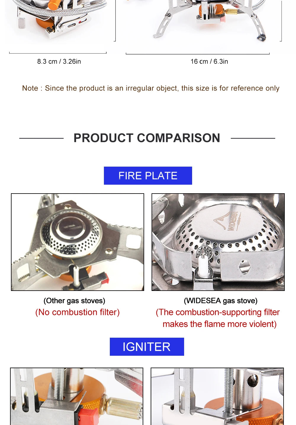 Widesea Camping Wind Proof Gas Burner Outdoor