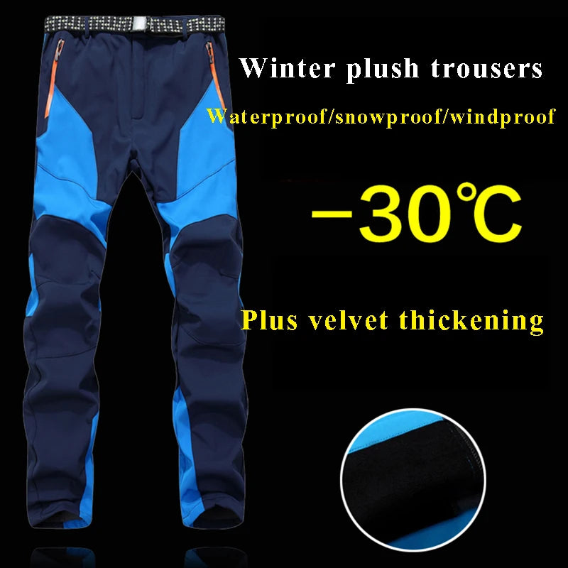 NUONEKO Men Winter Fleece Trekking Pants Outdoor Nature Hike Camping Waterproof