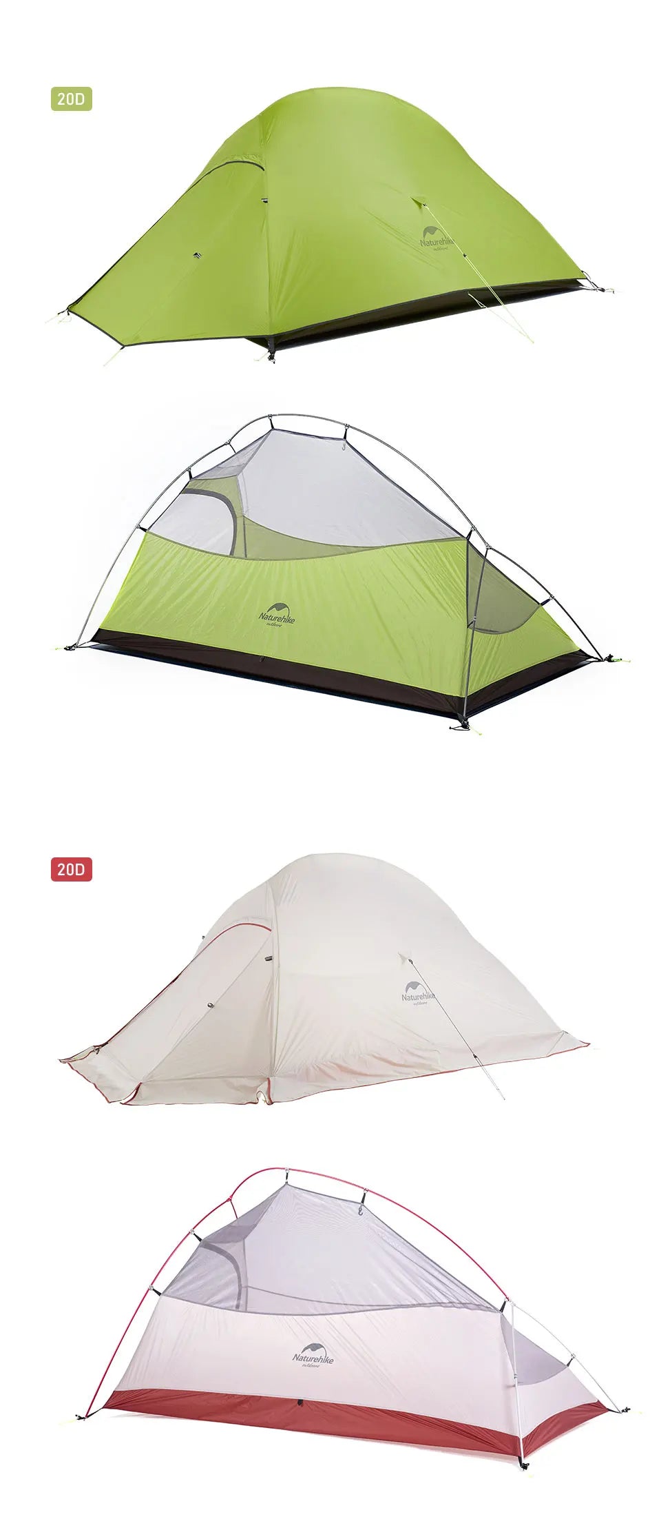 Upgraded Cloud Up 2 Ultralight  Free Standing 20D Fabric Camping Tents