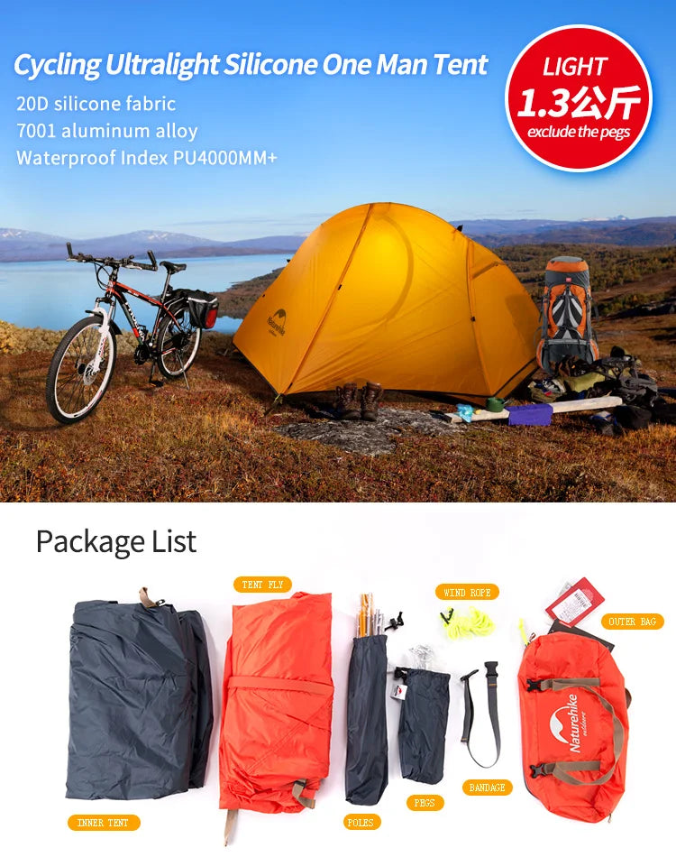 Ultralight 20D/210T For 1 Person Camping Tent