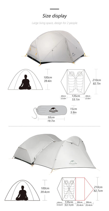 Naturehike Camping Tent Mongar 2 Persons Tent Cloud Up 1 2 3 Person Tent