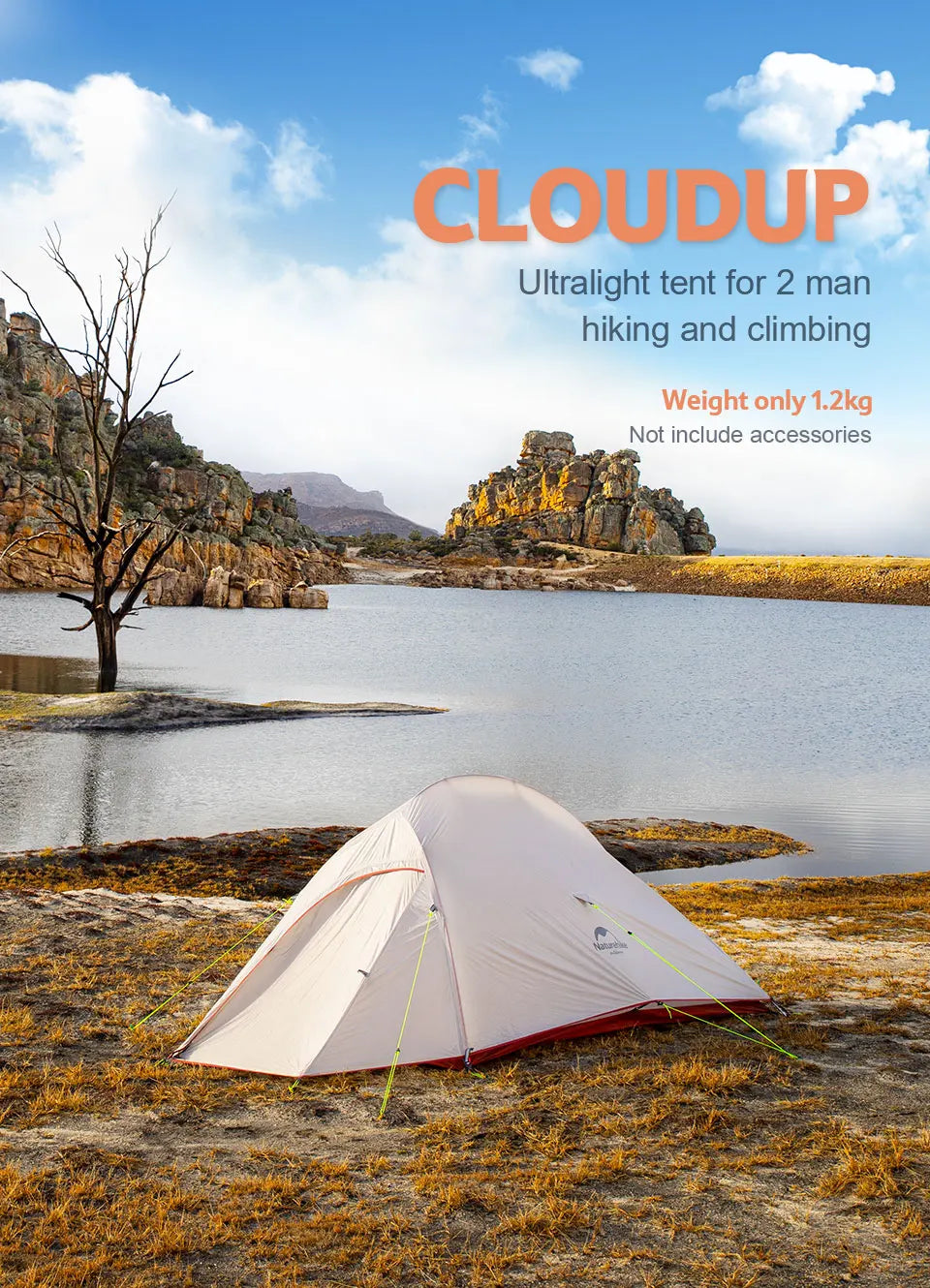 Upgraded Cloud Up 2 Ultralight  Free Standing 20D Fabric Camping Tents