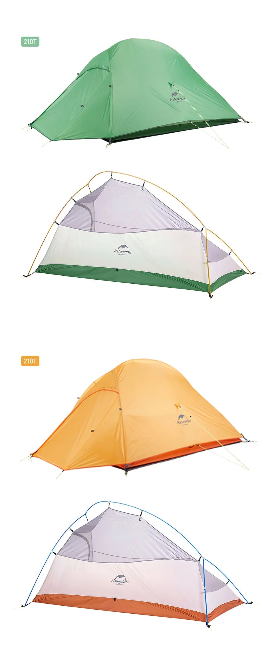 Upgraded Cloud Up 2 Ultralight  Free Standing 20D Fabric Camping Tents