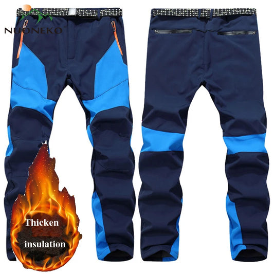 NUONEKO Men Winter Fleece Trekking Pants Outdoor Nature Hike Camping Waterproof