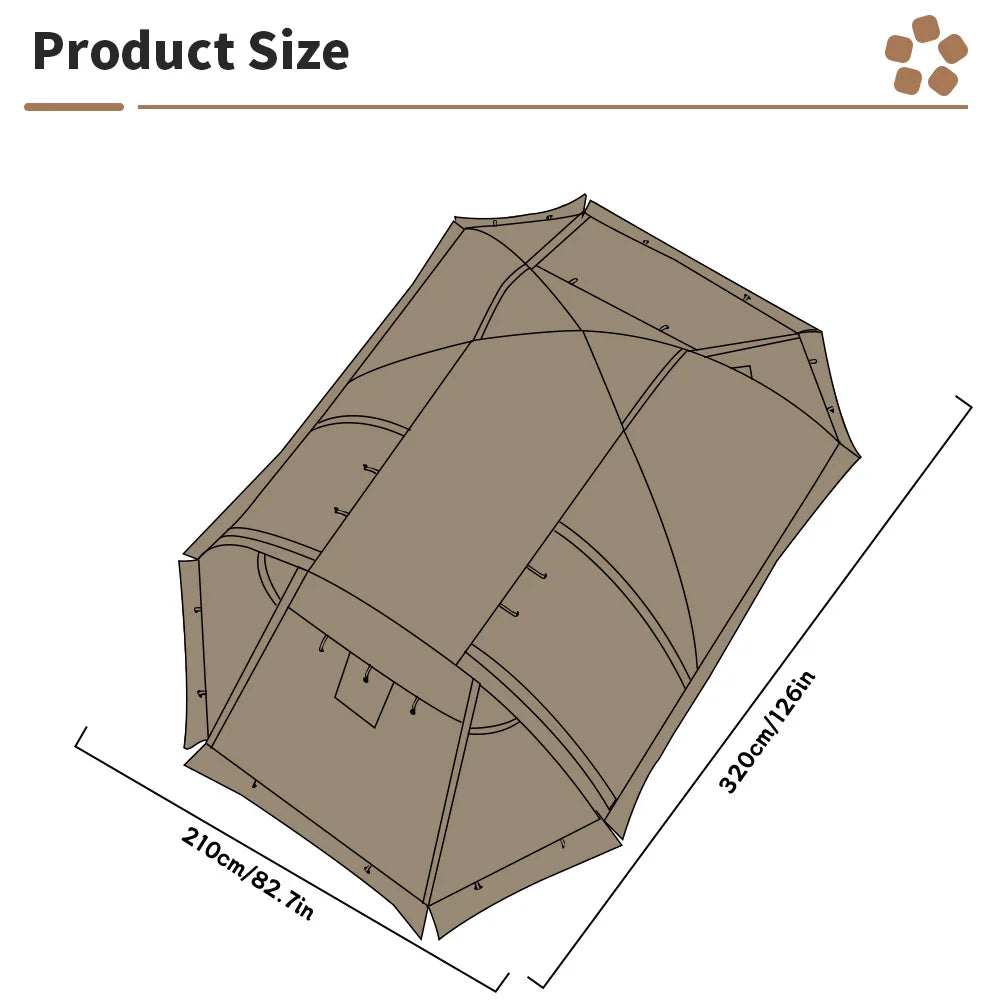 Fireproof Hot Extend Dome with with Stove Jack & Snow Skirt, Tent 2 Person