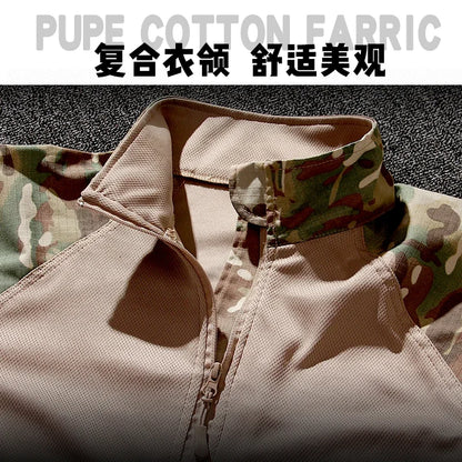 Hiking Tactical Breathable Sets Mens Wear-resisting No Pilling Combat Shirt Male Outdoor