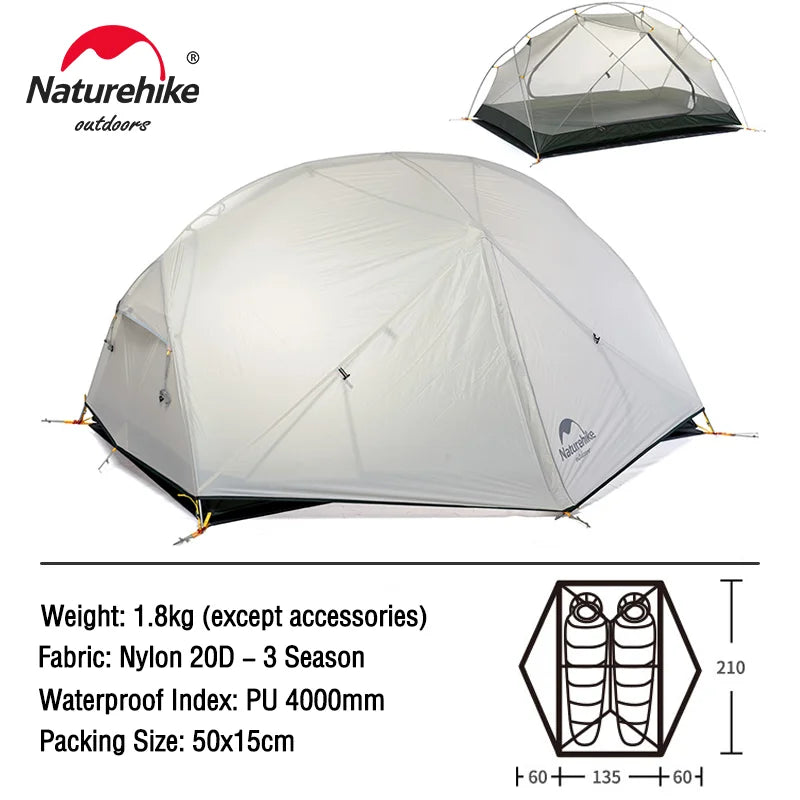 Naturehike Camping Tent Mongar 2 Persons Tent Cloud Up 1 2 3 Person Tent