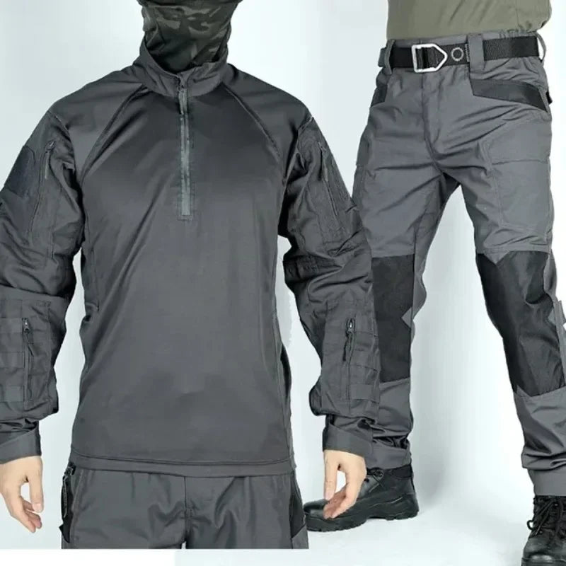 Hiking Tactical Breathable Sets Mens Wear-resisting No Pilling Combat Shirt Male Outdoor