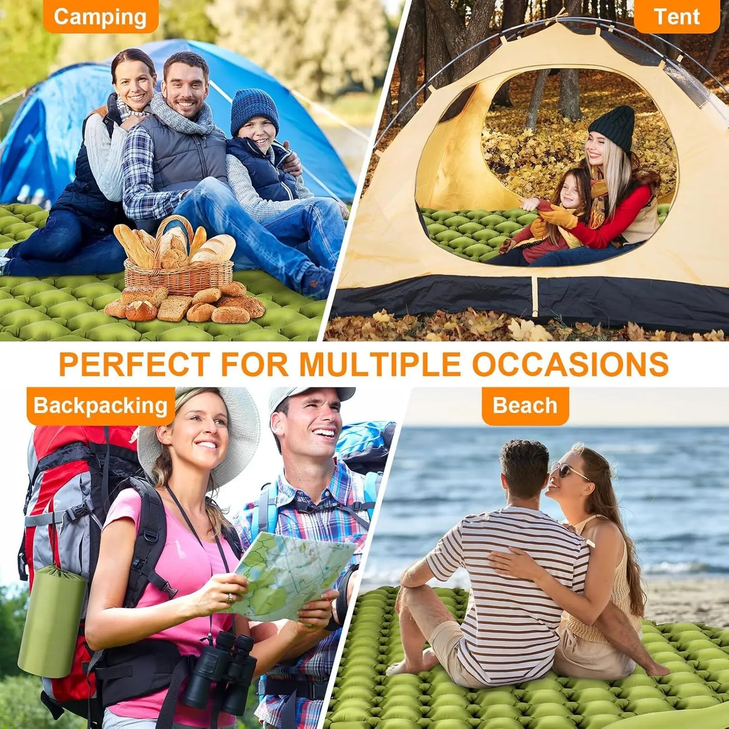 Camping Air Matt Double Sleeping Pad Inflatable Air Mat with Pillow Air Mattress