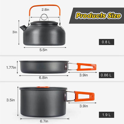 Outdoor camping cooking set lightweight aluminum products