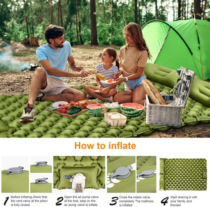 Camping Air Matt Double Sleeping Pad Inflatable Air Mat with Pillow Air Mattress