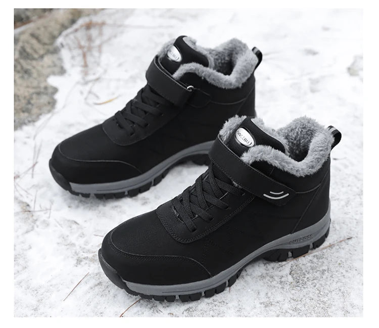 Women Boots Men Boots Winter Plush Leather Waterproof