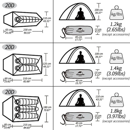 Naturehike Camping Tent Mongar 2 Persons Tent Cloud Up 1 2 3 Person Tent