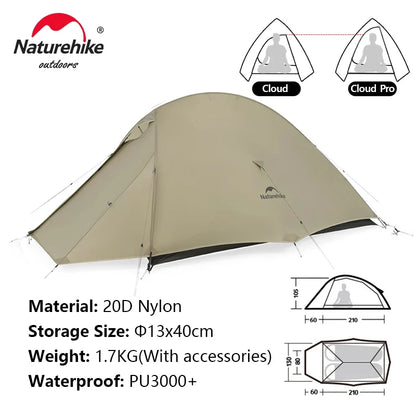 Naturehike Camping Tent Mongar 2 Persons Tent Cloud Up 1 2 3 Person Tent