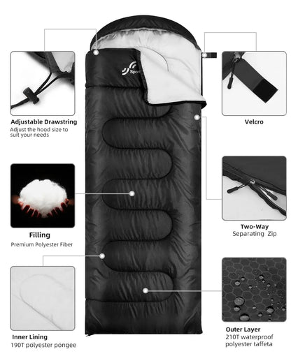 Sportneer Sleeping Bags for Adults 3-4 Season Warm Weather Waterproof Lightweight