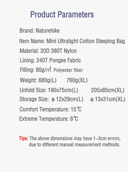 Naturehike lw180 Sleeping Bag Ultralight