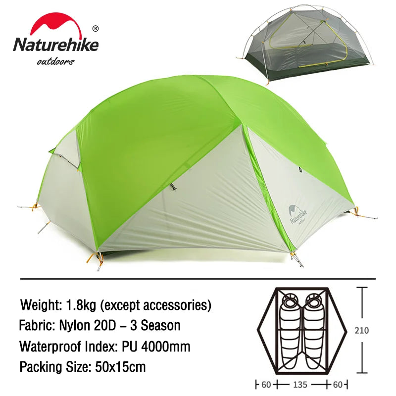 Naturehike Camping Tent Mongar 2 Persons Tent Cloud Up 1 2 3 Person Tent