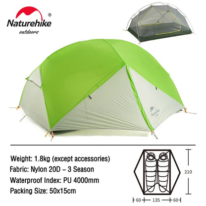 Naturehike Camping Tent Mongar 2 Persons Tent Cloud Up 1 2 3 Person Tent