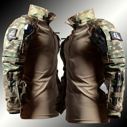 Hiking Tactical Breathable Sets Mens Wear-resisting No Pilling Combat Shirt Male Outdoor