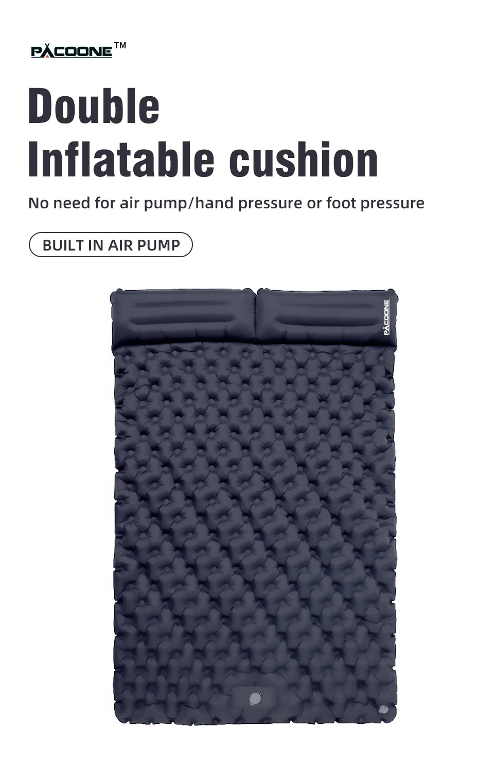 PACOONE Outdoor Camping Double Inflatable Mattress Extra Wide Sleeping Pad