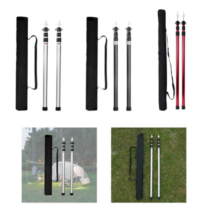 Aluminum Tarp Poles Heavy Duty Set of 2, 95~234cm Telescoping Lightweight Tent Poles