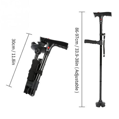 Collapsible Telescopic Folding Cane Elder Cane LED With alarm Walking Trusty Sticks