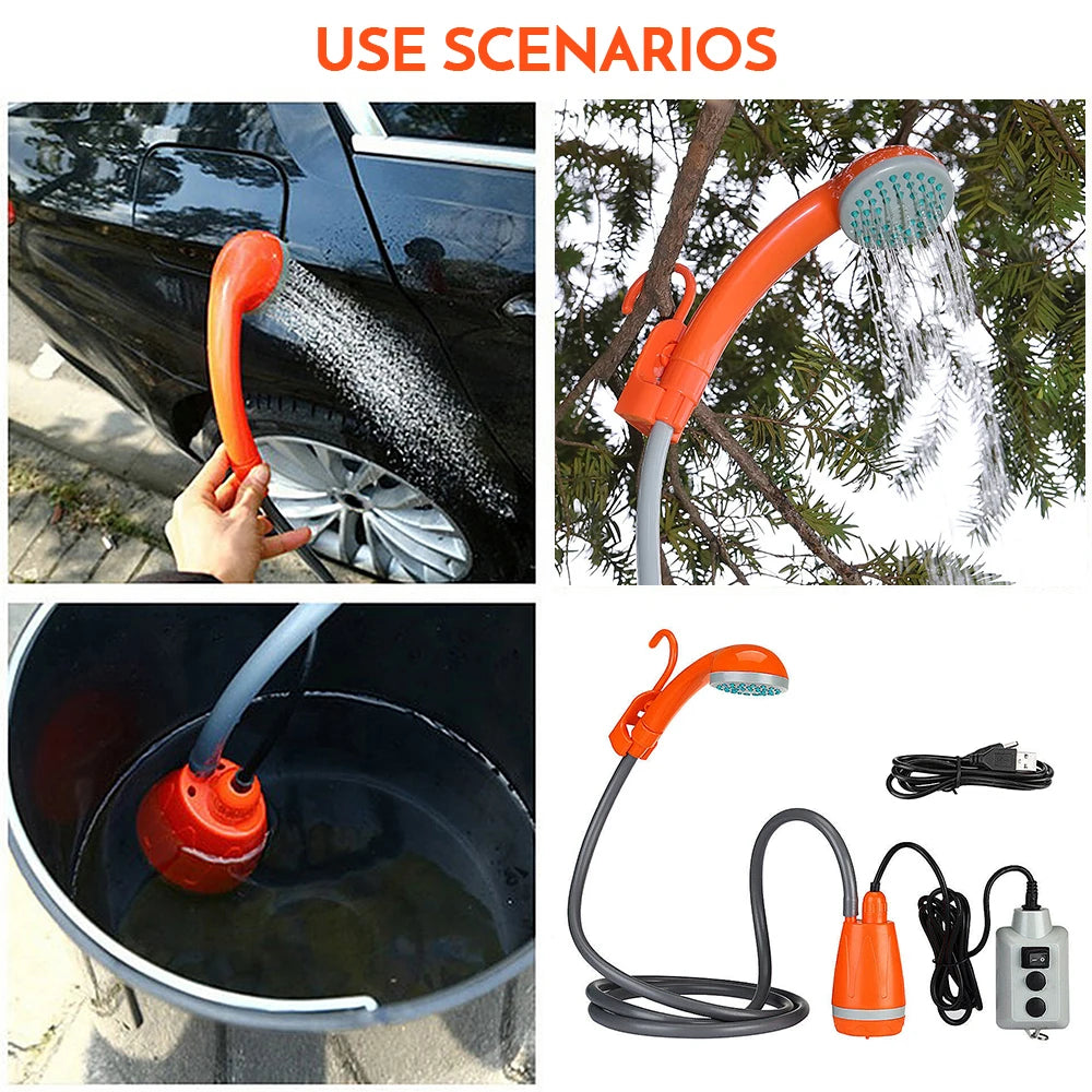 Portable Camping Shower Outdoor Camping Shower Pump Rechargeable Shower Head