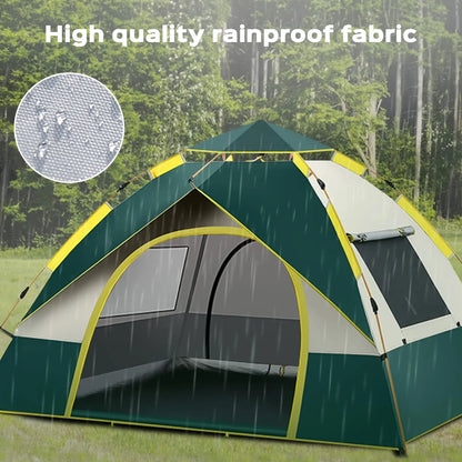 Quick Opening Camping Tent, Waterproof & Windproof, Dual Doors & Windows