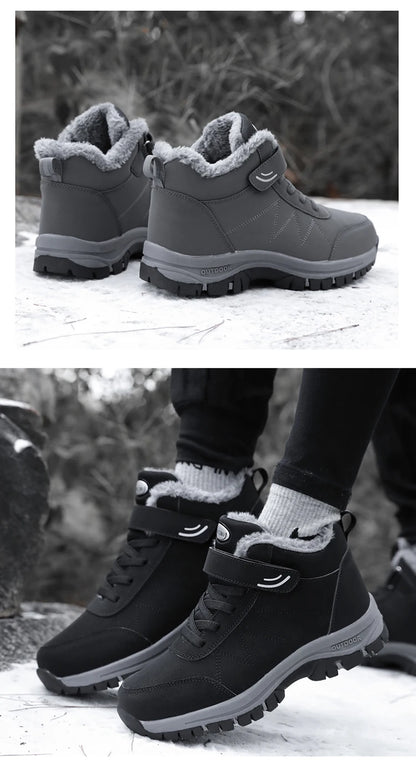 Women Boots Men Boots Winter Plush Leather Waterproof