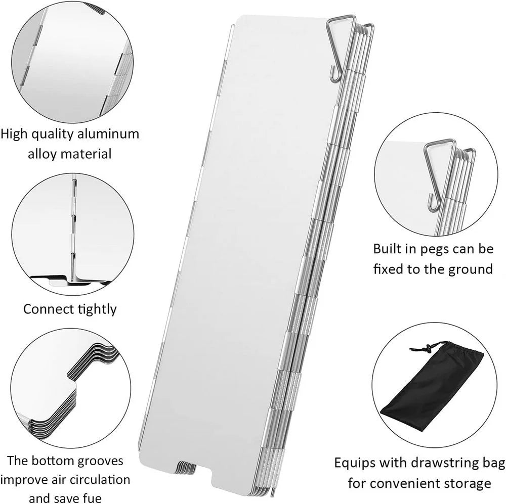 8/9/10/12/14/16 Plates Gas Stove Wind Shield Outdoor Camping