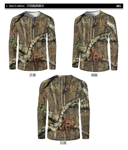 Forest Hunting Men Long Sleeve T-shirt Camouflage Tactical Training Sports T Shirt Camping Tee