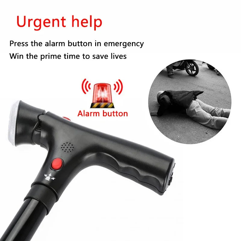 Collapsible Telescopic Folding Cane Elder Cane LED With alarm Walking Trusty Sticks