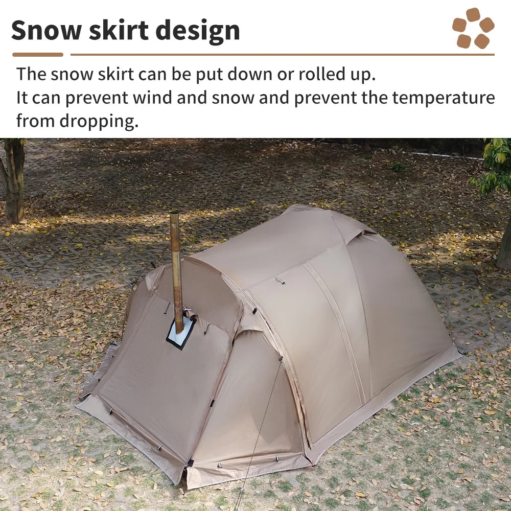 Fireproof Hot Extend Dome with with Stove Jack & Snow Skirt, Tent 2 Person