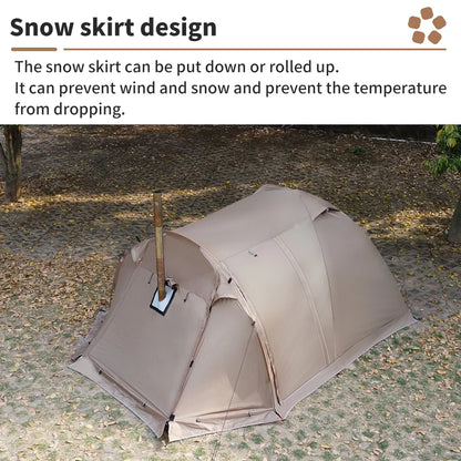 Fireproof Hot Extend Dome with with Stove Jack & Snow Skirt, Tent 2 Person