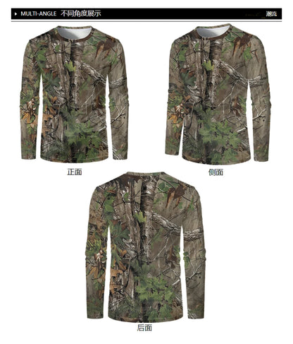 Forest Hunting Men Long Sleeve T-shirt Camouflage Tactical Training Sports T Shirt Camping Tee