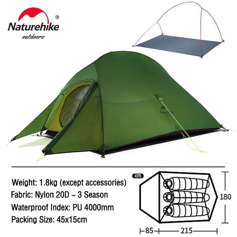 Naturehike Camping Tent Mongar 2 Persons Tent Cloud Up 1 2 3 Person Tent