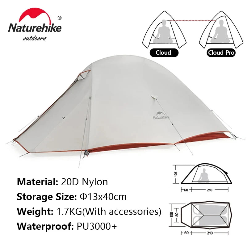 Naturehike Camping Tent Mongar 2 Persons Tent Cloud Up 1 2 3 Person Tent