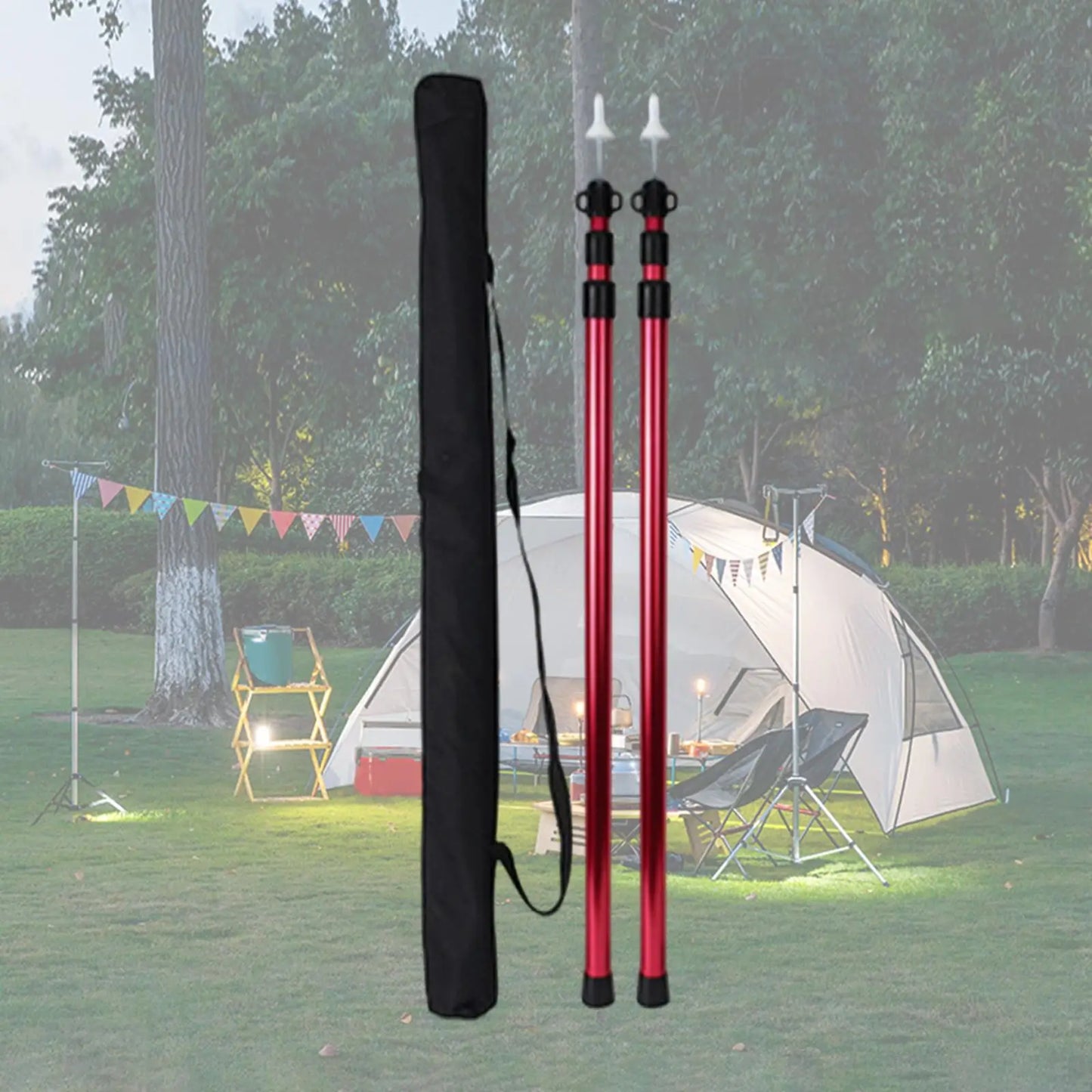 Aluminum Tarp Poles Heavy Duty Set of 2, 95~234cm Telescoping Lightweight Tent Poles