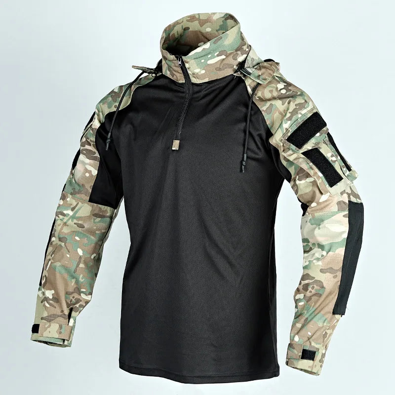 Outdoor Shirts Wear resistant T-Shirt Hooded Men Tactical Shirt Waterproof