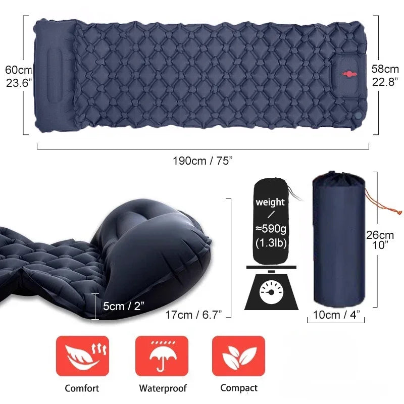 Camping Mat Camping Supplies Nature Hiking Inflatable Mat Portable Lightweight Camping Sleeping Mattress