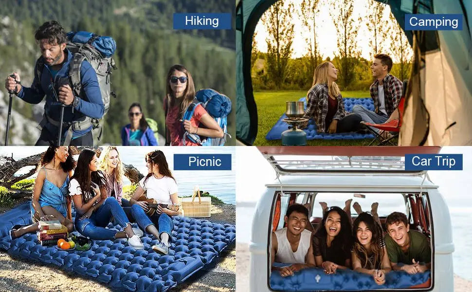 Camping Air Matt Double Sleeping Pad Inflatable Air Mat with Pillow Air Mattress