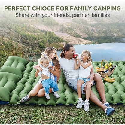 Couple Folding Air Matt with Camp Pillow Sleeping Inflatable Mattress