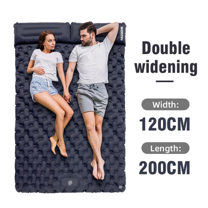 PACOONE Outdoor Camping Double Inflatable Mattress Extra Wide Sleeping Pad