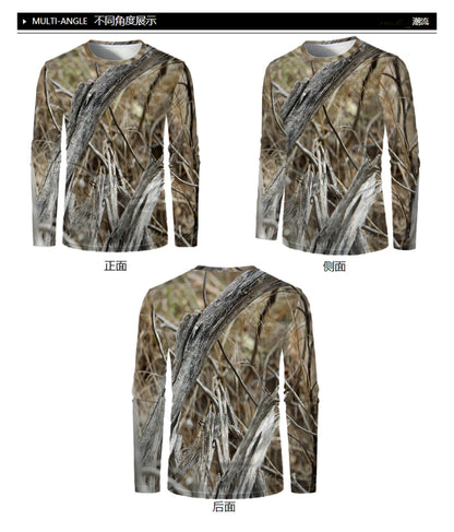 Forest Hunting Men Long Sleeve T-shirt Camouflage Tactical Training Sports T Shirt Camping Tee