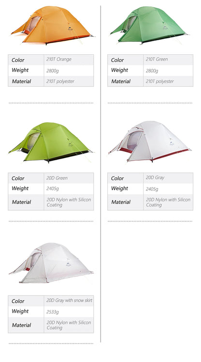 Naturehike Camping Tent Mongar 2 Persons Tent Cloud Up 1 2 3 Person Tent