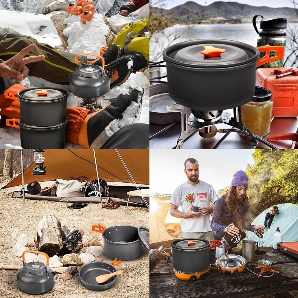 Outdoor camping cooking set lightweight aluminum products