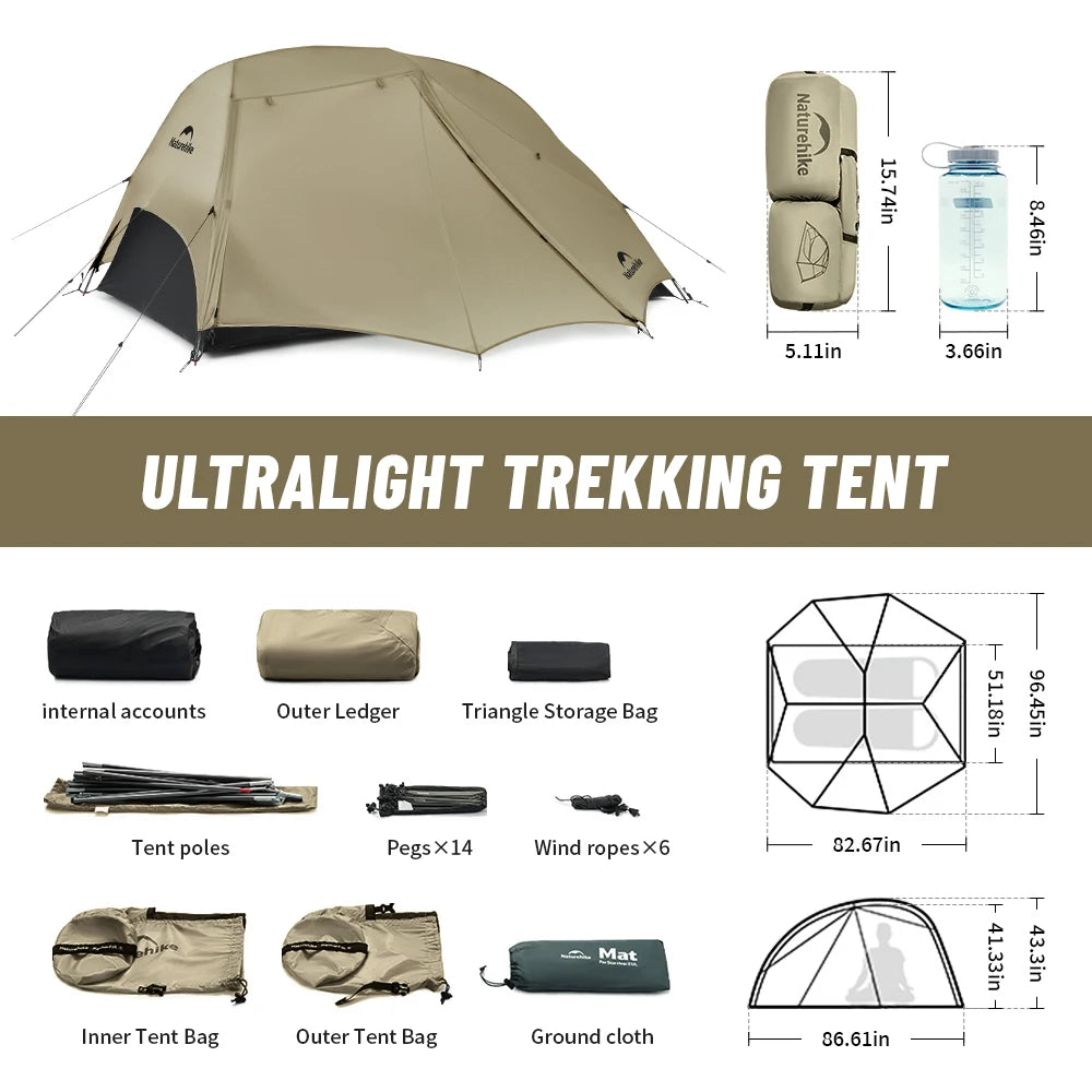 Ultralight Hiking Tent 15D Waterproof Anti-mosquito 2 People Tents