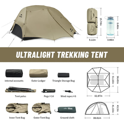 Ultralight Hiking Tent 15D Waterproof Anti-mosquito 2 People Tents