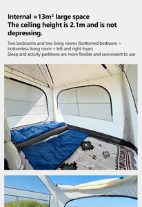 Two-Room office Outdoor Camping Family 6-10 People Double-Layer Large Tent