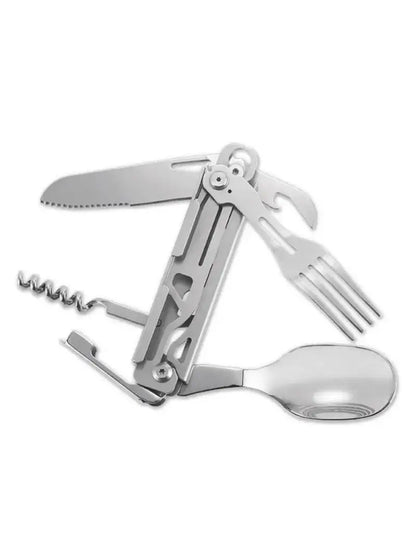 420 Stainless Steel Pocket Knife Multi-tool Portable Fork Spoon Outdoor